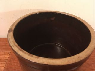 Squat Antique / Vintage 1 Gallon Brown Stoneware Crock 2