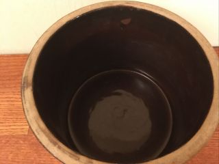 Squat Antique / Vintage 1 Gallon Brown Stoneware Crock 3