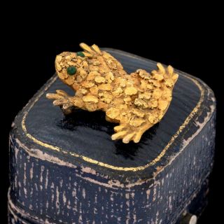Antique Vintage Nouveau 14k 22k Gold Alaskan Gold Rush Nephrite Jade Pin Brooch