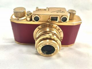 Vintage Very Rare Pax Golden View Rangefinder Red Leatherette 35mm Film Camera
