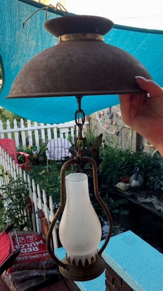 Vintage Hurricane Electric Lantern Hanging Lamp 24” Tall