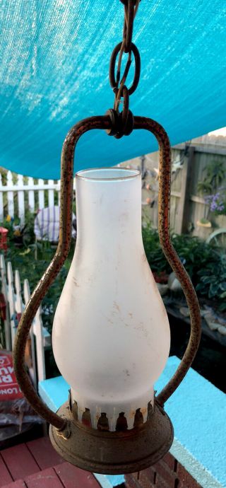 Vintage Hurricane Electric Lantern Hanging Lamp 24” Tall 2