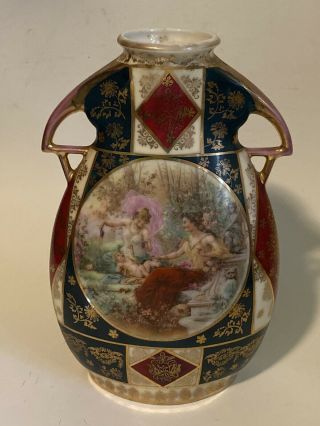 Vintage Royal Vienna Style Porcelain Austria Vase Beehive Mark