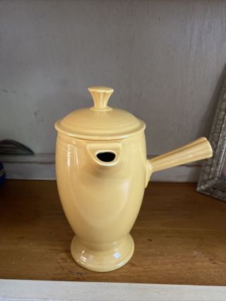 Vintage Fiesta Ware Yellow Stick Handle Demitasse Coffee Pot 3