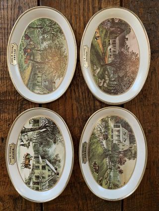 “the American Homestead” 4 Vintage Miniature Currier And Ives Seasons Trays