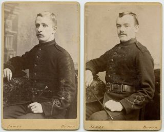 2x Victorian Cdv Photos Men,  Royal Horse Artillery,  Military Uniform,  By J Brown