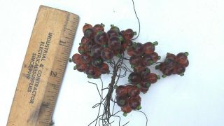 vintage Victorian czech glass wire stem bead bouquet berry clusters amber green 2