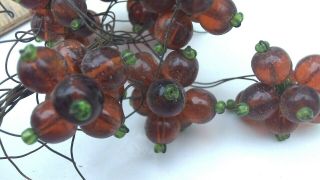 vintage Victorian czech glass wire stem bead bouquet berry clusters amber green 3