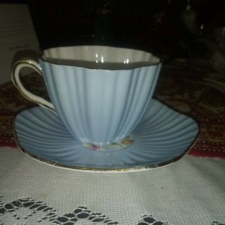 Vintage 1850 Eb Foley Baby Blue Bone China Tea Cup & Saucer
