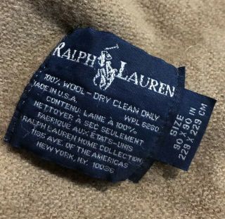 Vintage Polo Ralph Lauren Wool Blanket 90x90 Tan Beige Made In Usa