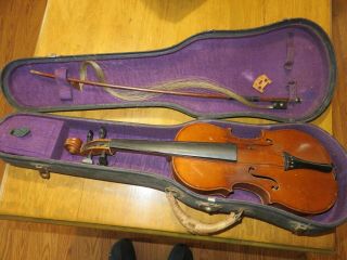 Antique Vintage Violin With Old Case Full Size