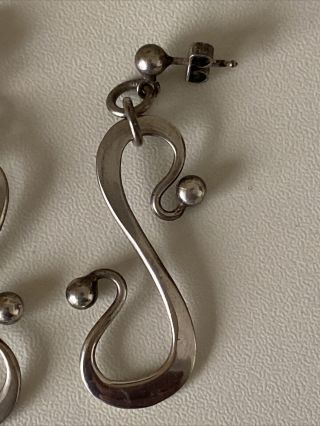 Vintage MCM Anna Greta Eker Norway 925S Sterling Silver ‘S’ Design Earrings 3