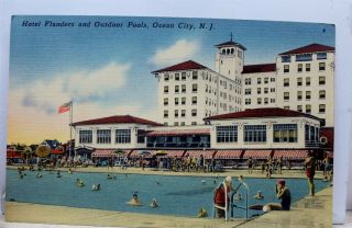 Jersey Nj Ocean City Hotel Flanders Outdoor Pools Postcard Old Vintage Card