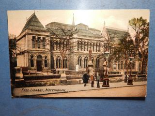 Vintage " Library " Nottingham Postcard