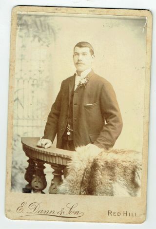 Victorian Cabinet Photo Man With Moustache Standing Redhill Photographer