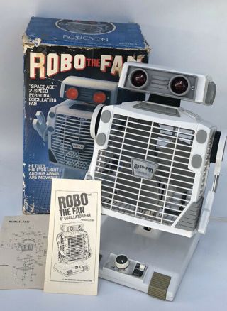Vintage 1980s Robo The Fan Space Age Robot Fan Oscillating W/original Box Cool