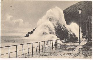 Old Postcard - A Rough Day At Aberystwyth - Cardiganshire 1913