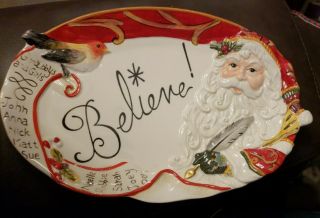 Fitz And Floyd Regal Holiday Tray Platter Santa Believe 10 X 7