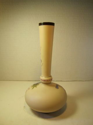 Ornate Old Antique Bristol Satin Glass Hand Decorated Glass Vase 2