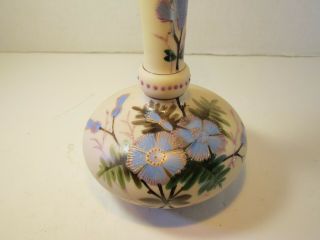 Ornate Old Antique Bristol Satin Glass Hand Decorated Glass Vase 3
