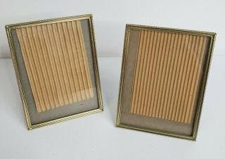 Vintage Gold Brass Metal Photo Frames 6 " X8 " Easel Stand Wall Hook Bundle Of Two