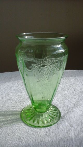 Vintage Hocking Glass Green Cameo Ballerina 5 3/4 " Footed Vase Htf