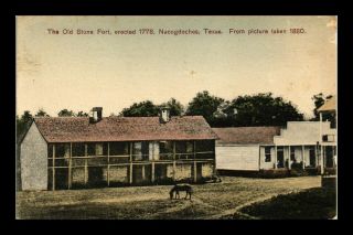 Us Linen Postcard Horse Grazing At Historic Old Stone Fort Nacogdoches Texas