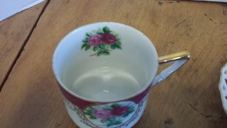 L M Royal Halsey Very Fine China Tea cup & Saucer Footed w/gold leaf scalloped 2