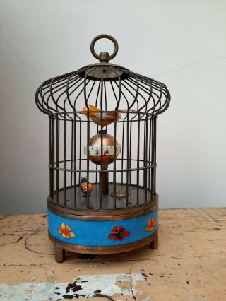 Chinese Brass Vintage Victorian Style Oriental Antique Bird Cage Clock