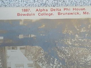 Brunswick Maine Bowdoin College Alpa delta Phi fraternity house photo rppc 3
