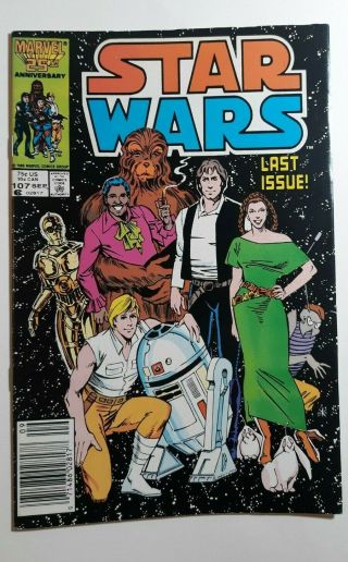 Star Wars 107 Last Issue White Pages 1986 Marvel Comic Book Make Offer