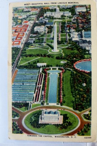 Washington Dc Capitol Lincoln Memorial Mall Postcard Old Vintage Card View Post