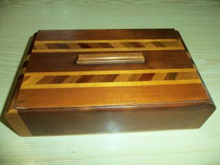Vintage Decorative Inlaid Wood Dresser / Jewelry / Trinket Box - 9 1/2 " X 5 3/4 "
