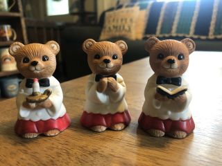 Vintage Homco 5100 Set Of 3 Choir Boy Bears