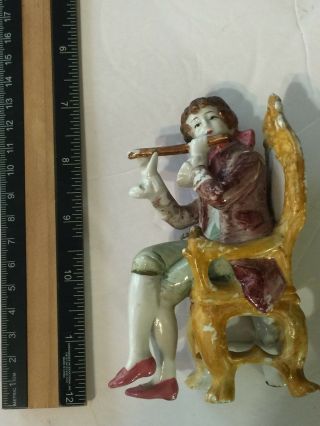 Vintage German Porcelain Figurine Of Man Playing Flute