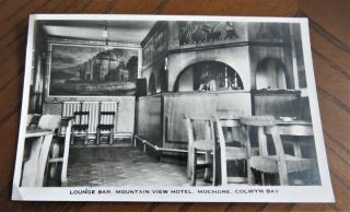 Vintage Postcard R/p Lounge Bar Mountain View Hotel Mochdre Colwyn Bay Wales