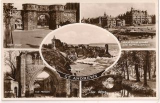 Rare Old 5 View Real Photo Postcard - St.  Andrews - Fife 1932