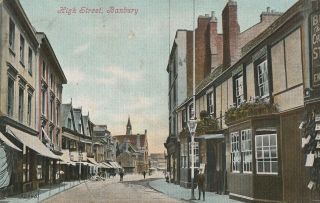 R England Oxfordshire Old Antique Postcard English Banbury High Street