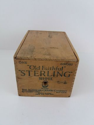 Old Faithful Sterling White Chalk Wood Box American Crayon Company