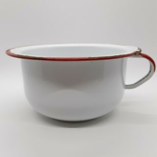 Chamber Pot Enamel Ware White With Red Trim Child 