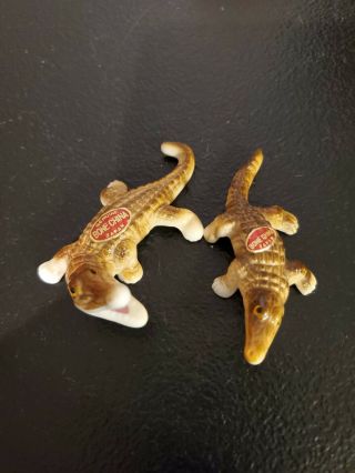Vintage Set Of Miniature Bone China " Alligators " (3 " Long) Made In Japan