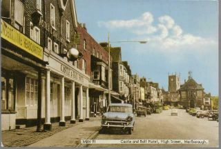 Marlborough,  Wiltshire - Castle & Ball Hotel,  Old Cars - Frith Postcard C.  1960s