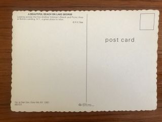Vintage Postcard VETERAN’S BEACH,  BOLTON LDG,  ON LAKE GEORGE N.  Y. 2