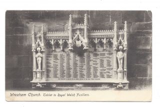 Vintage Postcard Wrexham Church - Tablet To Royal Welsh Fusiliers.  Pmk 1908