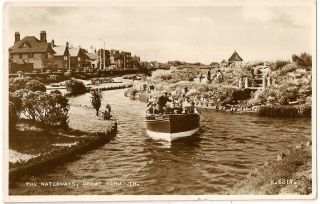 Scarce Old Real Photo Postcard - The Waterways - Great Yarmouth - Norfolk 1955