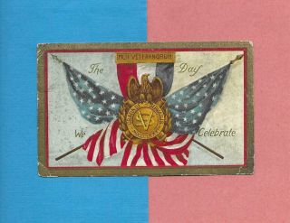 Medal,  Children Of War Vets On Colorful Memorial Day Vintage Patriotic Postcard