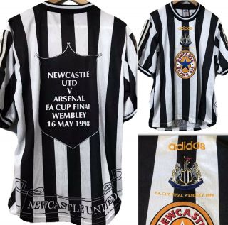 Adidas Vintage 1998 Size M Newcastle United Wembley Fa Cup Final Football Shirt