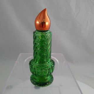 AVON Christmas Tree & Candle 1970 ' s Green Bottles Vintage Empty Perfume Bottles 3