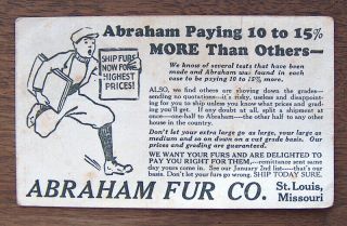 Estate Find Vintage Antique Advertising Postcard 1930 Abraham Fur Co St Louis