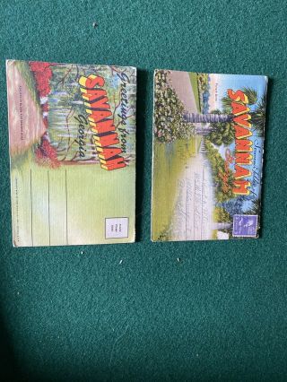 Vintage Souvenir Postcard 2 Folders Of Savannah,  Georgia